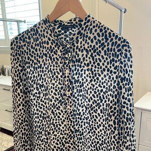 Banana Republic Animal Print Blouse with Tie Neck